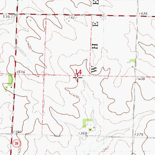 Topographic Map of Wheelers Ranch Post Office (historical), IA