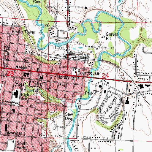 Topographic Map of Soldier Monument, IA