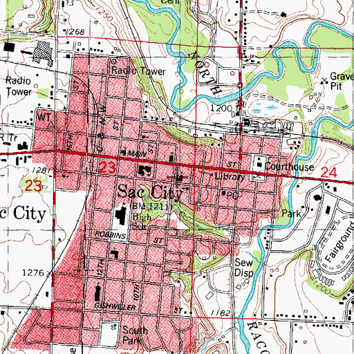 Topographic Map of First Presbyterian Church, IA