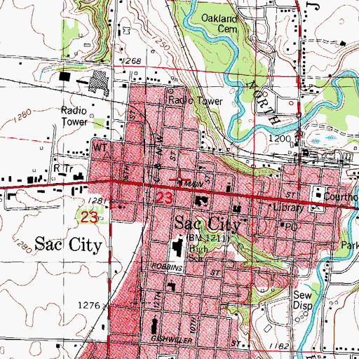 Topographic Map of First Baptist Church, IA
