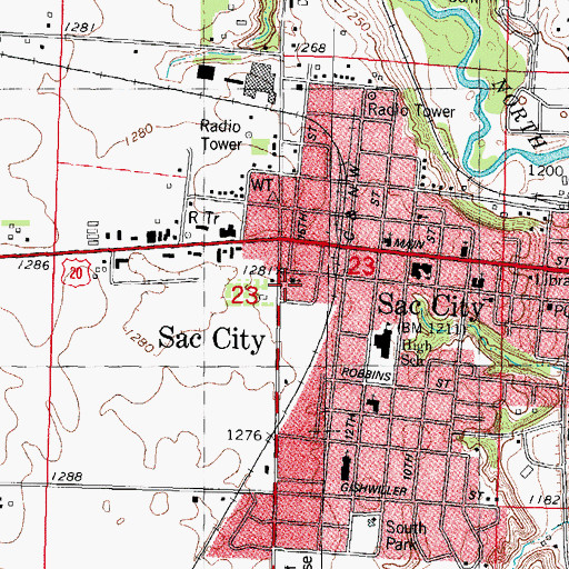 Topographic Map of Church of Christ, IA