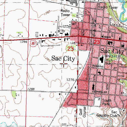 Topographic Map of East Sac County Elementary School - Sac City, IA