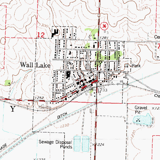 Topographic Map of Wall Lake Community Building, IA