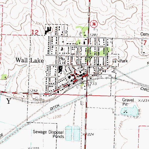 Topographic Map of Wall Lake Library, IA