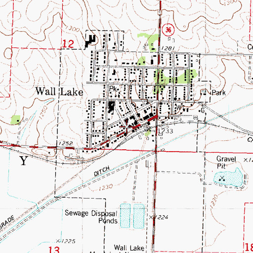 Topographic Map of Wall Lake Post Office, IA