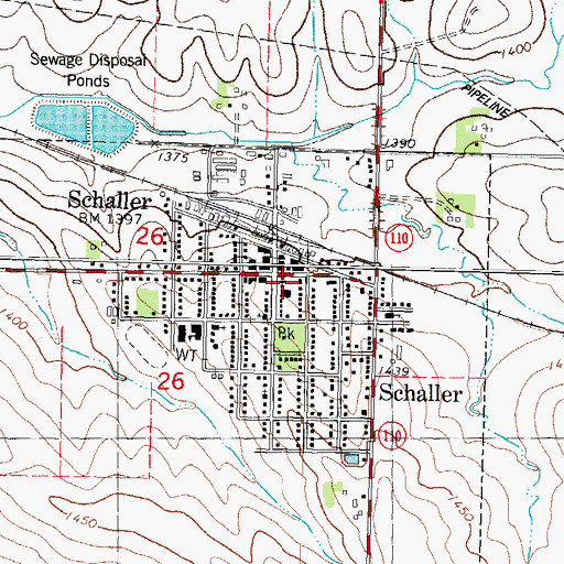Topographic Map of Schaller Post Office, IA