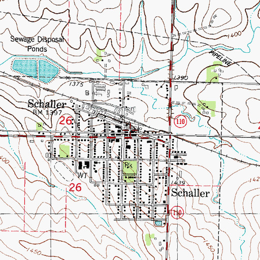 Topographic Map of Schaller Library, IA