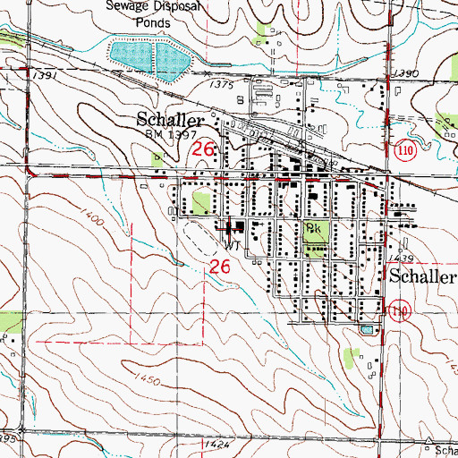 Topographic Map of Schaller - Crestland Elementary School, IA