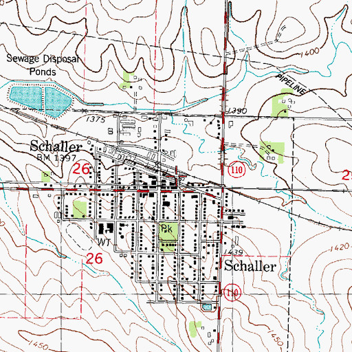 Topographic Map of Schaller (historical), IA