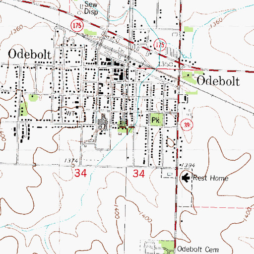Topographic Map of Odebolt Memorial Walk RV Park, IA