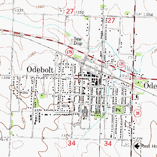 Topographic Map of Odebolt Public Library, IA