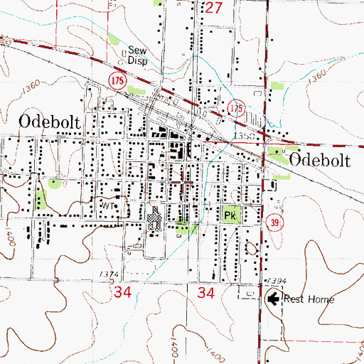 Topographic Map of Odebolt Post Office, IA