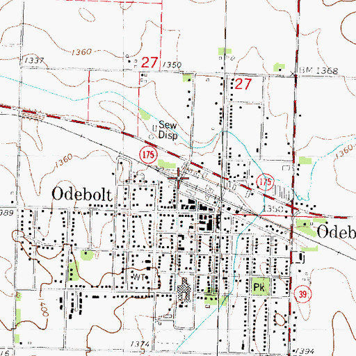 Topographic Map of Odebolt, IA