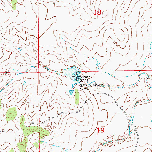 Topographic Map of Shirley Detention Reservoir Number 1, CO