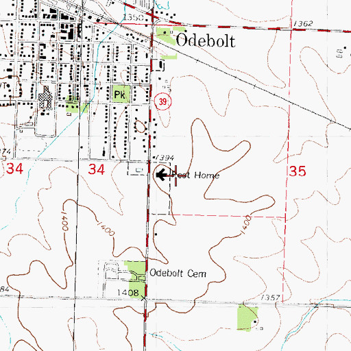 Topographic Map of Odebolt Nursing and Rehabilitation Center, IA