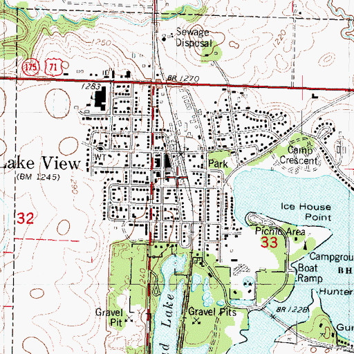 Topographic Map of Lake View Fire Department, IA