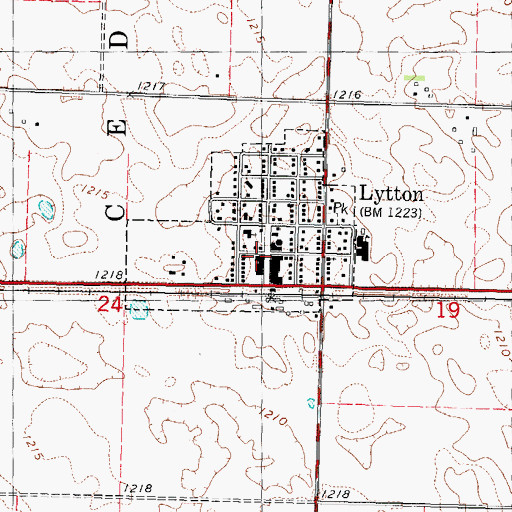 Topographic Map of Lytton Public Library, IA