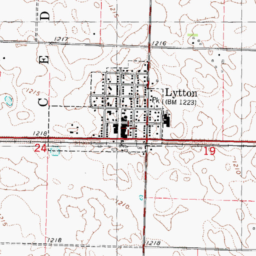 Topographic Map of Lytton Post Office, IA