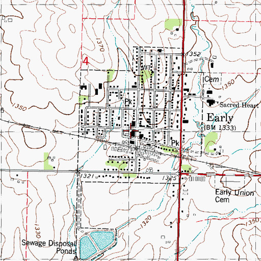Topographic Map of Early Post Office, IA