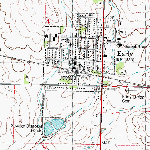 Topographic Map of Early (historical), IA