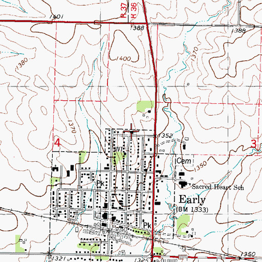 Topographic Map of Faith Lutheran Church, IA