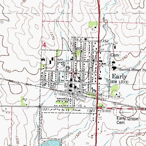 Topographic Map of Presbyterian Church, IA