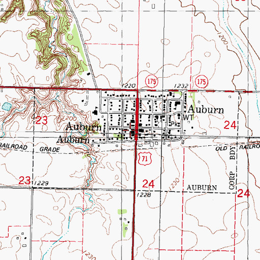 Topographic Map of Auburn Post Office, IA