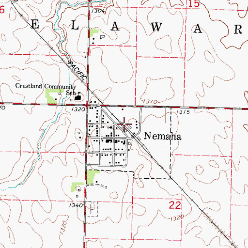 Topographic Map of Nemaha (historical), IA