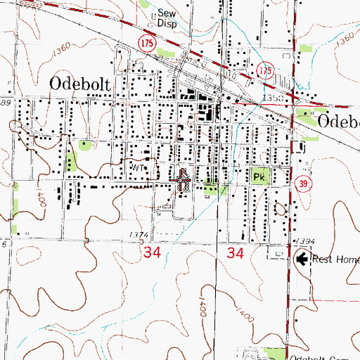 Topographic Map of Odebolt Arthur Elementary School, IA