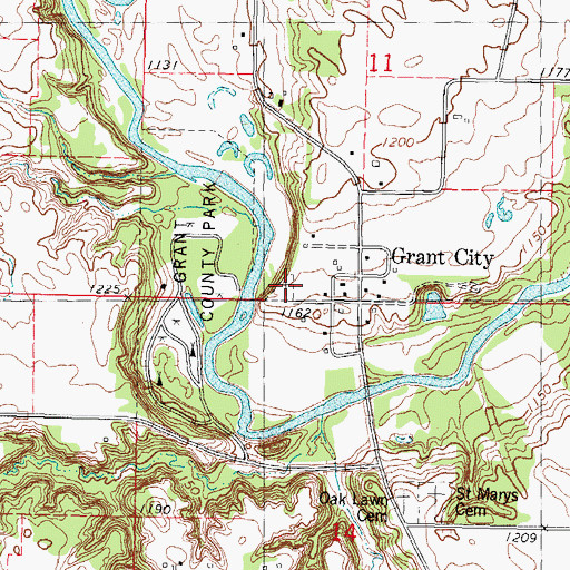 Topographic Map of Grant City Cemetery, IA