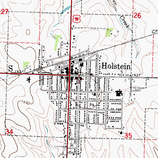 Topographic Map of Holstein Fire Department, IA