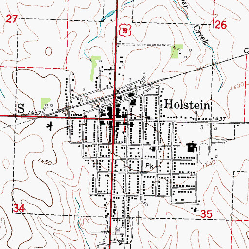 Topographic Map of Holstein Post Office, IA