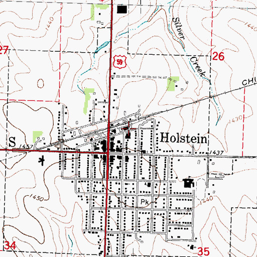 Topographic Map of Holstein Cooperative Elevator, IA