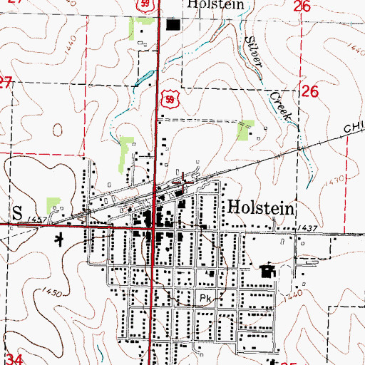 Topographic Map of Holstein (historical), IA