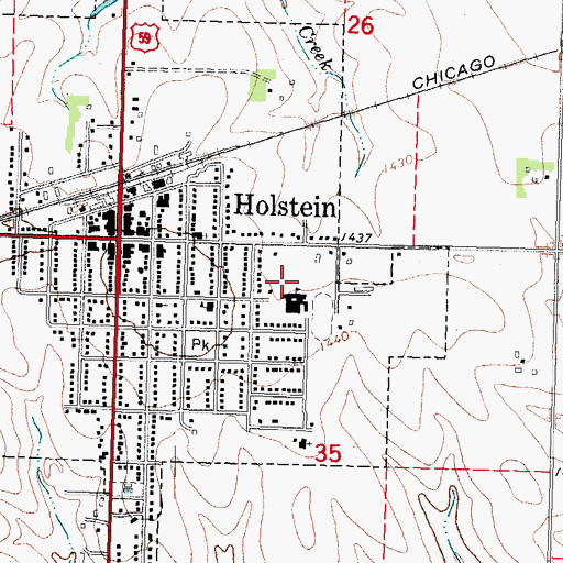 Topographic Map of Galva - Holstein Lower Elementary School, IA