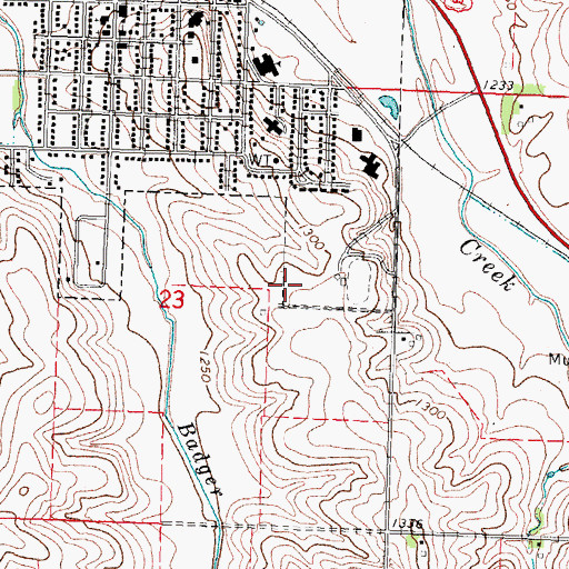 Topographic Map of Odebolt - Arthur - Battle Creek - Ida Grove High School, IA