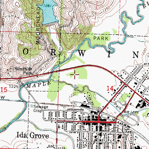 Topographic Map of Cobb Memorial Park, IA