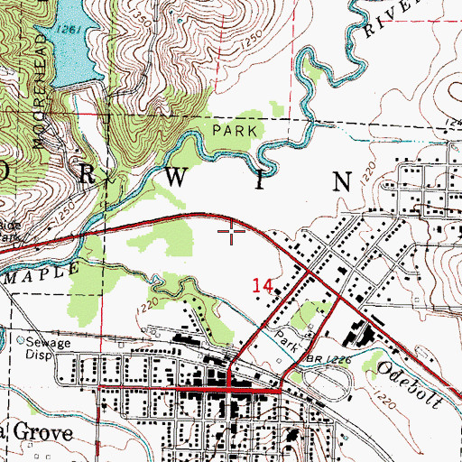 Topographic Map of Oak Grove Plaza, IA