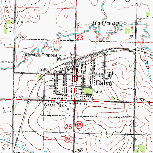 Topographic Map of Galva Fire Department, IA