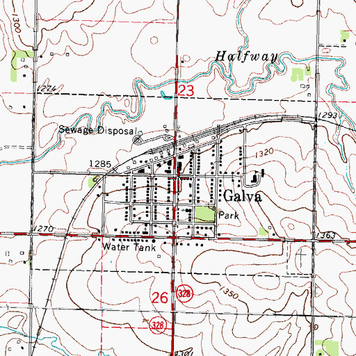 Topographic Map of Galva Public Library, IA