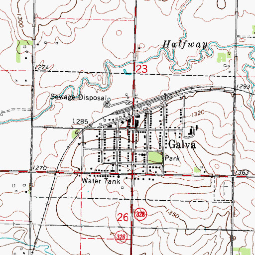 Topographic Map of Galva Post Office, IA