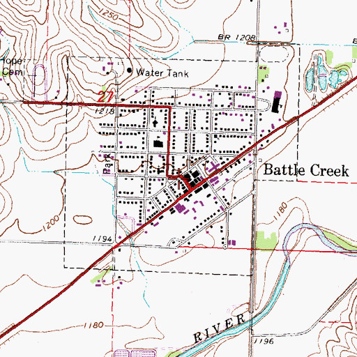 Topographic Map of Battle Creek City Hall, IA