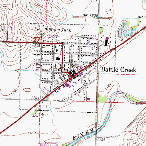 Topographic Map of Battle Creek City Fire Department, IA