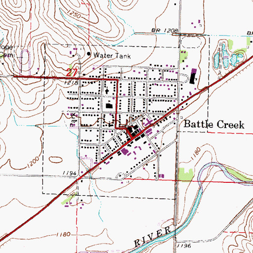Topographic Map of Battle Creek City Police, IA