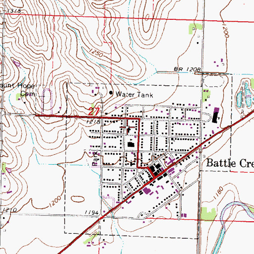 Topographic Map of Saint Johns Lutheran Church, IA