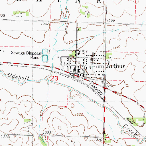 Topographic Map of Arthur Public Library, IA