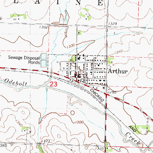 Topographic Map of Arthur City Hall, IA
