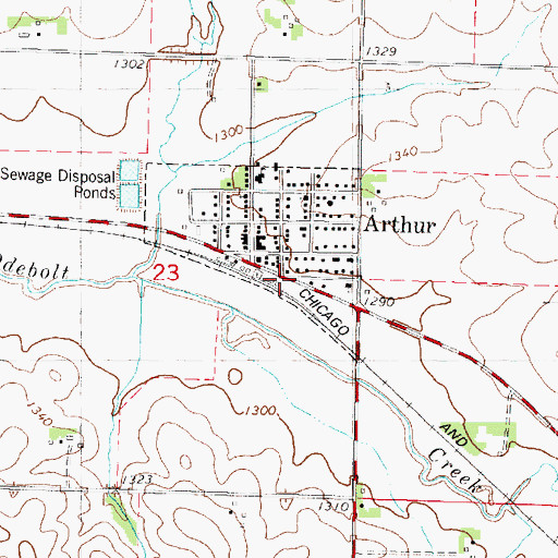 Topographic Map of Arthur, IA