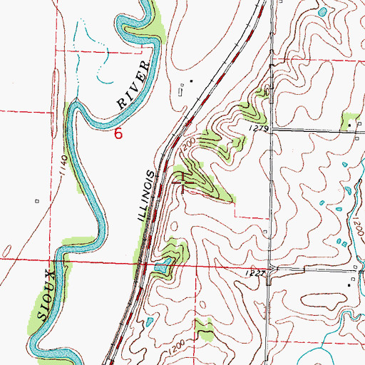 Topographic Map of Washta Access, IA