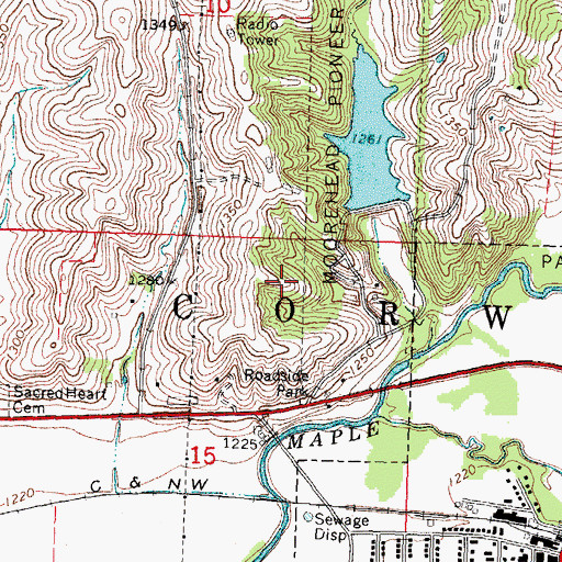 Topographic Map of Moorehead Cemetery, IA